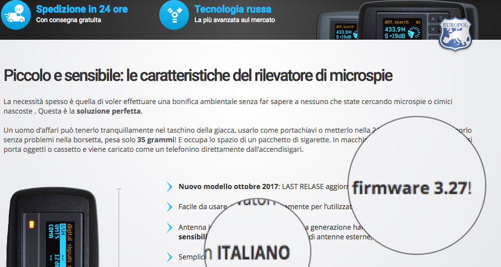 Rilevatore microspie 3.27